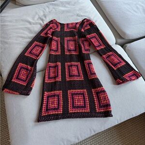 Colorful Crochet Backless Coachella Dress